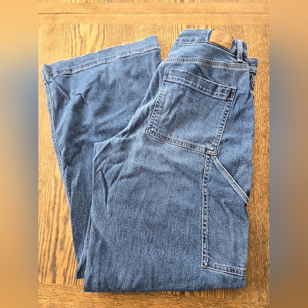 American Eagle Curvy Super High Rise Baggy Wide Leg Stretch Jean Size 6 Reg